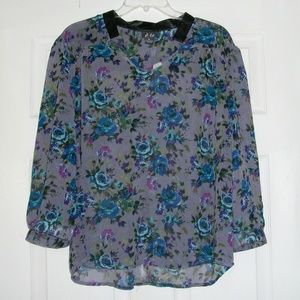 New! Dots Women's Floral Faux Neck Blouse Size: XL